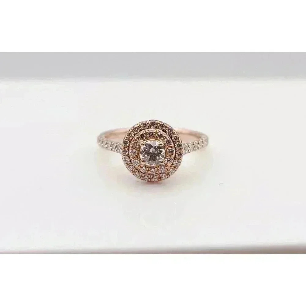 Tiffany & Co 18kt Rose Gold Soleste Diamond Halo Engagement Ring Size 4.5 - Picture 4 of 11